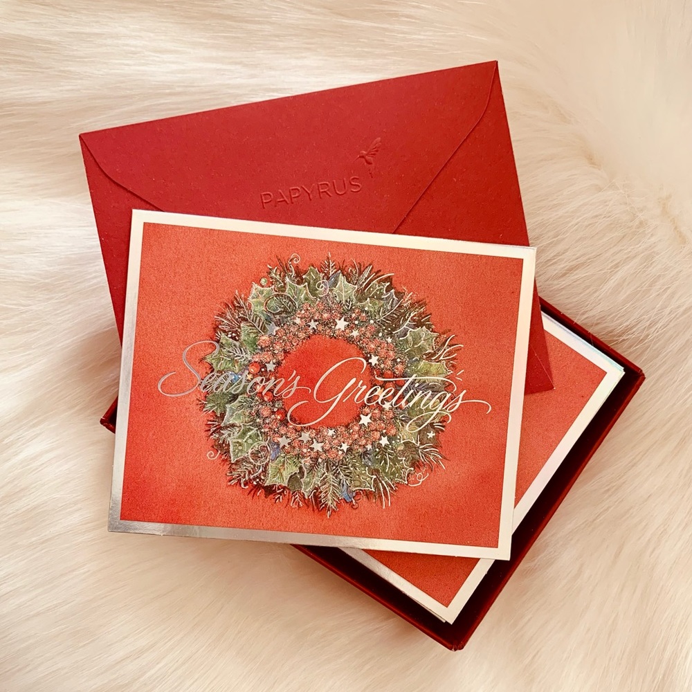 Papyrus! NIB 19 Wreath Sparkle Holiday Cards